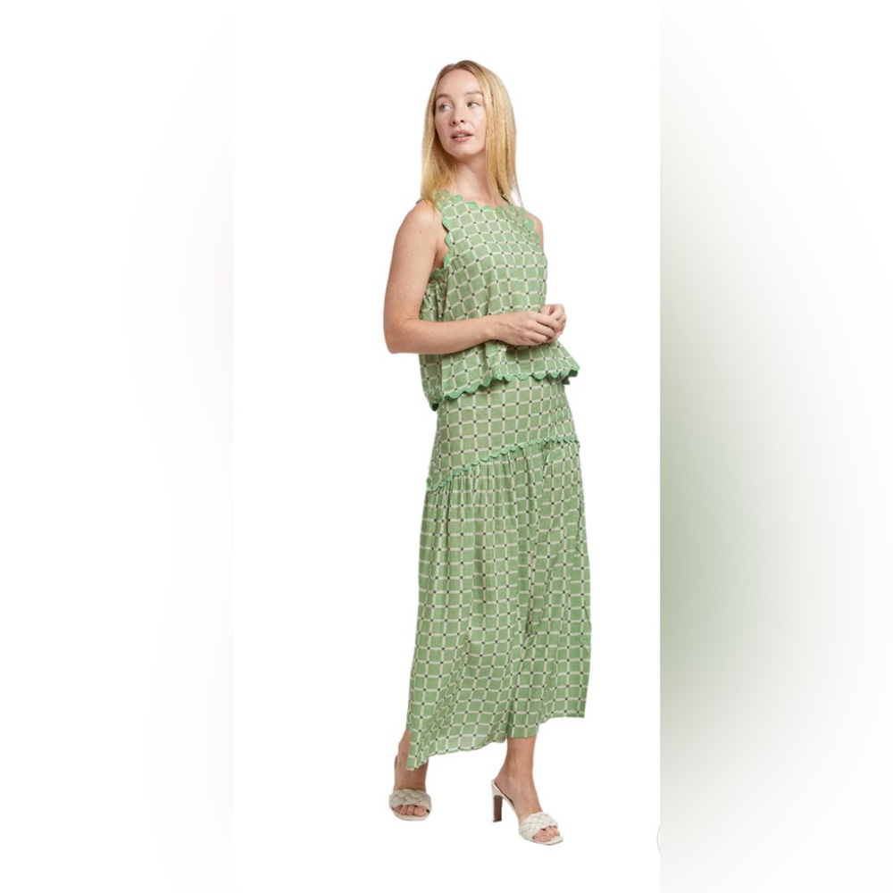 Taylor Tillman New York NWT Cotton and Linen Blend JOSEPHINE SKIRT Drop Waist - Picture 2 of 8